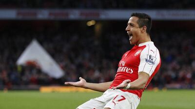 Arsenal’s Alexis Sanchez celebrates scoring their first goal. Paul Childs / Reuters