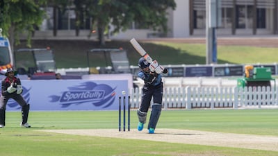 David Wiese bats for Namibia against UAE. Namibia won the T20 International cricket match in Dubai by 17 runs.