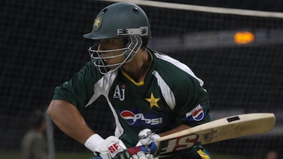 Former Pakistan captain Salman Butt practices at Zayed Cricket Stadium in Abu Dhabi on November 2, 2009. Philip Cheung / The National