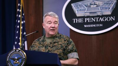 Gen Kenneth McKenzie, chief of US Central Command, talks during a news briefing at the Pentagon on March 13, 2020. Getty