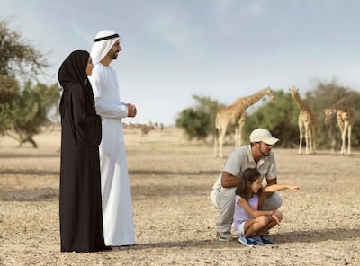A family nature walk at Anantara Desert Islands Resort & Spa on Abu Dhabi’s Sir Bani Yas Island. Courtesy Anantara