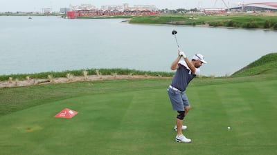 Padraig Harrington tees off on the 18th hole during the Pro-Am prior to the Abu Dhabi HSBC Championship at Yas Links Golf Course. Getty