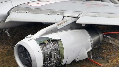 The left engine was damaged in the incident. Muneyuki Tomari/Kyodo News via AP Photo