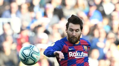 Lionel Messi at the Camp Nou on Saturday. AFP