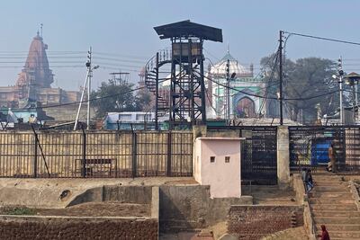 The Shri Krishna Janmasthan temple, left, and Shahi Eidgah mosque in Mathura in India's Uttar Pradesh state in February. AFP