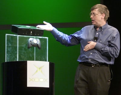 Microsoft co-founder Bill Gates presents the original Xbox in 2000. Getty Images