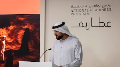 Dr Sultan Al Neyadi, UAE Minister of State for Youth Affairs, announces the launch of the Ghatareef initiative. Photo: Antonie Robertson / The National
