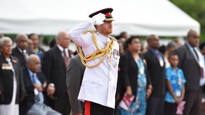 Prince Harry visits the War Memorial in Suva on October 24, 2018. AFP