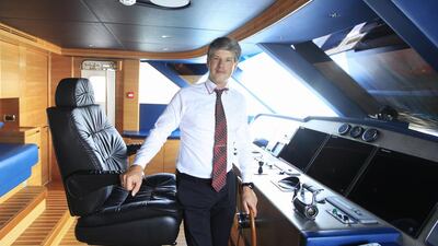 Erwin Bamps, CEO of Gulf Craft, aboard a Majesty 135 yacht. Sarah Dea / The National