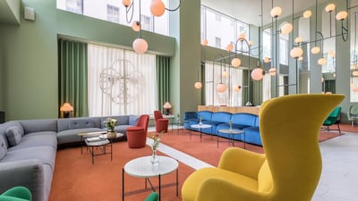 The lobby lounge at Barcelo Torre de Madrid.