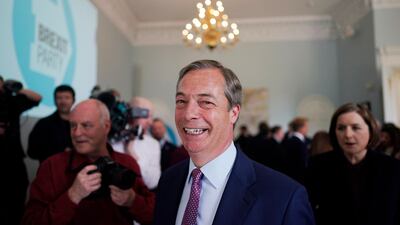 Brexit Party leader Nigel Farage attending a press conference in London. Will Oliver / EPA