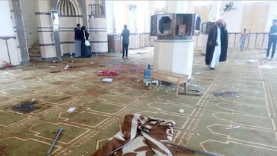 Inside the Al Rawdah mosque, Bir Al-Abed, Egypt, where extremists killed 305 worshippers, including 27 children. Mohamed Soliman / Reuters