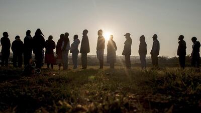 A polling station at the Hospital Hill informal settlement south of Johannesburg, Ihsaan Haffejee / EPA