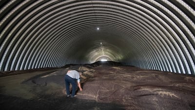 A farmer collects wheat in a barn for storage during grain harvest in the Kyiv region, Ukraine, amid the continuing Russian invasion. EPA