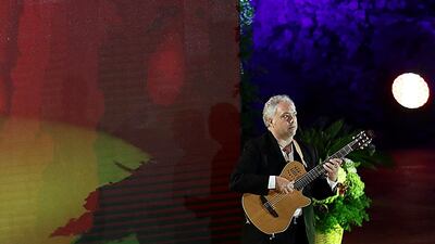 Francesco Buzzurro performs during the closing night of the Taormina Film Festival. Getty Images