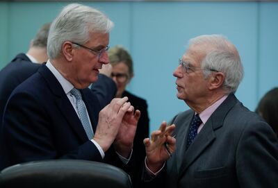 European Union officials Michel Barnier, left, and Josep Borrell believe that, at the very core of the EU project is the idea that Europe is stronger together. EPA