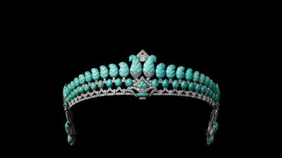 Tiara, Cartier London, 1936, featuring platinum, diamonds and turquoise. Sold to The Honourable Robert Henry Brand. Photo: Cartier Collection