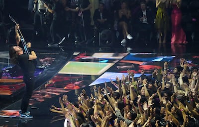 Dave Grohl of the Foo Fighters performs at the MTV Video Music Awards. AP