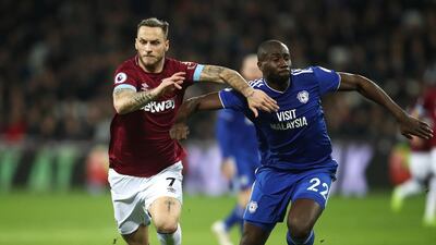 West Ham United's Marko Arnautovic, left, was expected to be out until the New Year, he is ahead of schedule. Julian Finney / Getty Images
