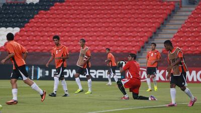 yesterday at Mohammed Bin Zayed Stadium in Abu Dhabi. They will open the Fifa Under 17 World CUp against Honduras on Thursday night. Ravindranath K / The National