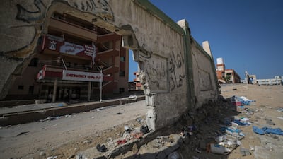 The abandoned Nasser Hospital following an Israeli raid in Khan Younis on March 6. EPA