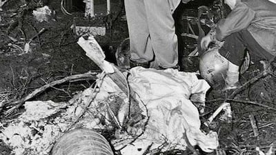 Wreckage of the B-17 Flying Fortress at Endcliffe Park, Sheffield. Courtesy American Air Museum in Britain