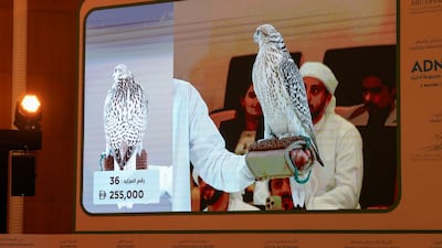 The most expensive falcon, the Gyr Pure 3219, was sold for Dh255,000. This year's auction featured a live online bidding platform