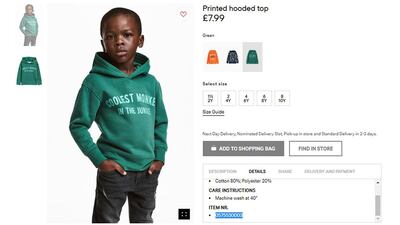 Clothing giant H&M has apologised and removed the advertising image of a black model in a sweatshirt with the words “Coolest monkey in the jungle.’’ H&M via AP