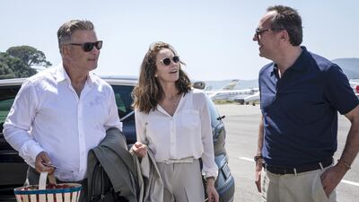 Left to right: Alec Baldwin as Michael Lockwood and Diane Lane as Anne Lockwood and Arnaud Viard as Jacques Clement in "Paris Can Wait." Eric Caro / Sony Pictures Classics