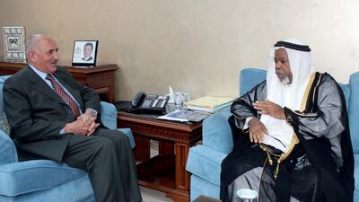 UAE Ambassador to Jordan, Bilal Al Bodour, and Jordanian Minister of Education, Mohammad Thneibat, discuss potential joint educational cooperation between the UAE and Jordan.