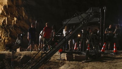 A partial view shows the set during the filming of 'Jiu Jitsu'. AFP