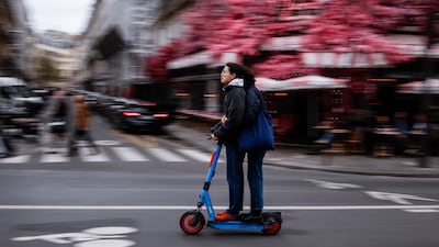 About 100,000 journeys are completed each day in France on rented e-scooters in 200 towns and cities. EPA
