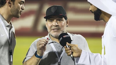 Diego Maradona will lead his Fujairah side, unbeaten in the First Division, against Arabian Gulf League leaders Al Ain in the President's Cup quarter-finals. Christopher Pike / The National