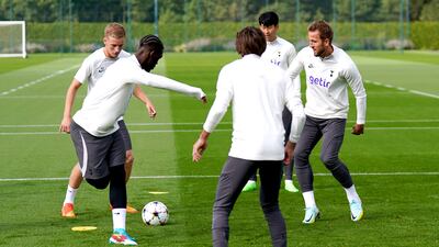 Harry Kane trains for Tuesday's Champions League clash. PA