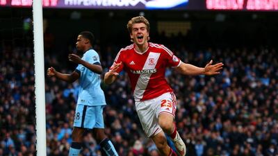 Patrick Bamford, pictured scoring for Middlesbrough against Manchester City in the FA Cup in January 2015, is back at the club after completing a permanent move from Chelsea. Alex Livesey / Getty Images