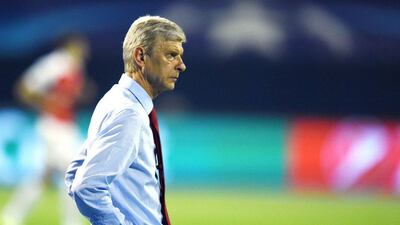 Arsenal manager Arsene Wenger reacts during his side's Champions League loss to Dinamo Zagreb in Croatia on Wednesday night. AFP Photo / September 16, 2015