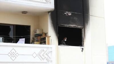 A Mini Cooper car caught fire in the basement car park of Shatha Tower, Media City in Dubai. Antonie Robertson / The National