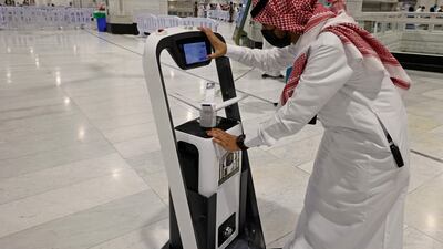 A smart sterilising robot at the Grand Mosque in Saudi Arabia's holy city of Makkah. AFP