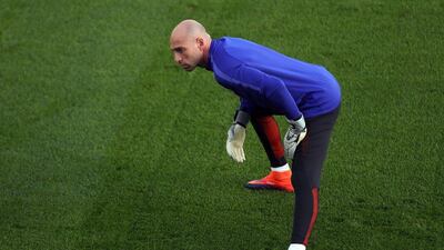 Willy Caballero of Manchester City warms up during training. Chris Brunskill / Getty Images