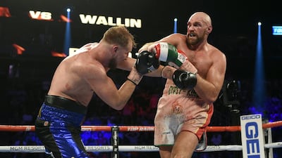 Tyson Fury and Otto Wallin fight during their heavyweight bout at T-Mobile Arena. AFP