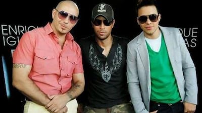 From left, Pitbull, Enrique Iglesias and Prince Royce. AP Photo / Matt Sayles