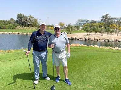 Stem cell transplant patient Neville Martin, left, with friend Ian Walton. Photo: Cleveland Clinic Abu Dhabi