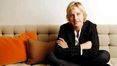 Ellen DeGeneres, host of "The Ellen DeGeneres Show," poses in her studio dressing room in Burbank, Calif., Wednesday, Aug. 30, 2006. The fourth season of her Emmy-winning syndicated daytime talk show begins Monday, Sept.4 (AP Photo/Chris Pizzello)