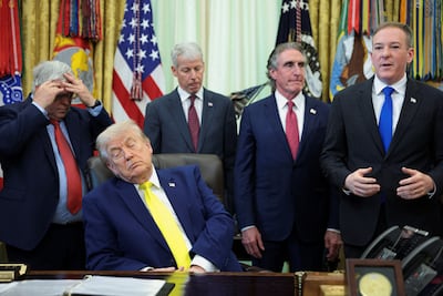 President Donald Trump with US Environmental Protection Agency Administrator Lee Zeldin in the Oval Office. Reuters