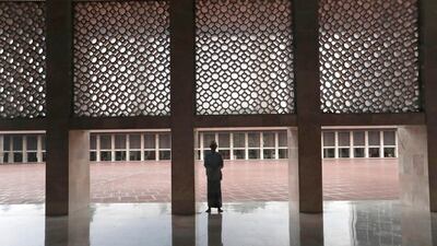 A Muslim man prays at Istiqlal Mosque in Jakarta, Indonesia. AP Photo