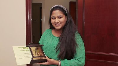 Simran Vedvyas is one of only 12 young people to become a World Peace Caravan Youth Ambassador. Jeffrey E Biteng / The National