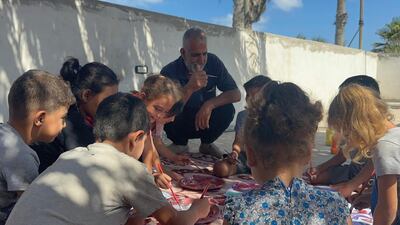 Majed Shala Children's workshop in Deir Al Balah 2024. Photo: Saqi Books