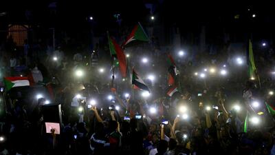 Sudanese protesters march during a demonstration to commemorate 40 days since the sit-in massacre in the capital, Khartoum. Reuters