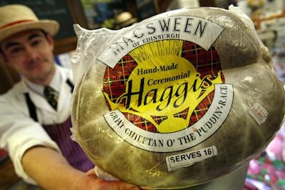 Haggis is traditionally eaten on Burns Night, when Scots across the world celebrate the life of Robert Burns, the country's most famous bard. Getty