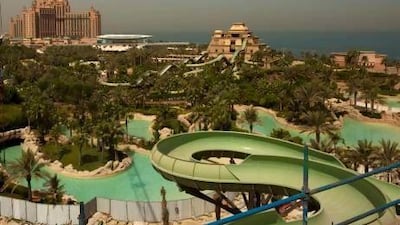 The Aquaventure waterpark at Atlantis, The Palm now has four new slides, which are expected to open in late September. Christopher Pike / The National